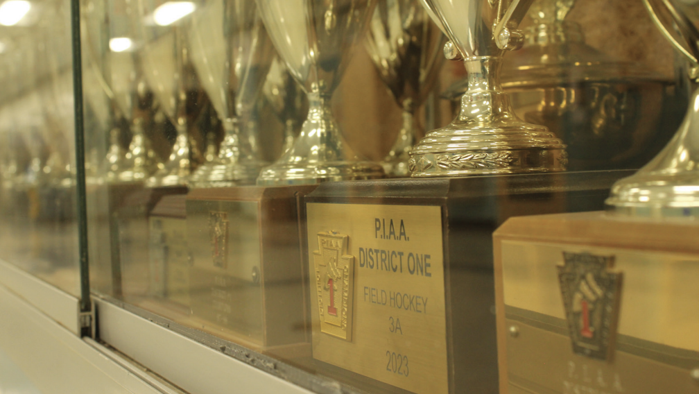 Studying the PIAA: Conestoga’s Pennsylvania Interscholastic Athletic Association (PIAA) trophies fill a display case outside of the athletics office. A state joint committee recently introduced Pennsylvania House Resolution 318, which proposes an investigation of the PIAA.